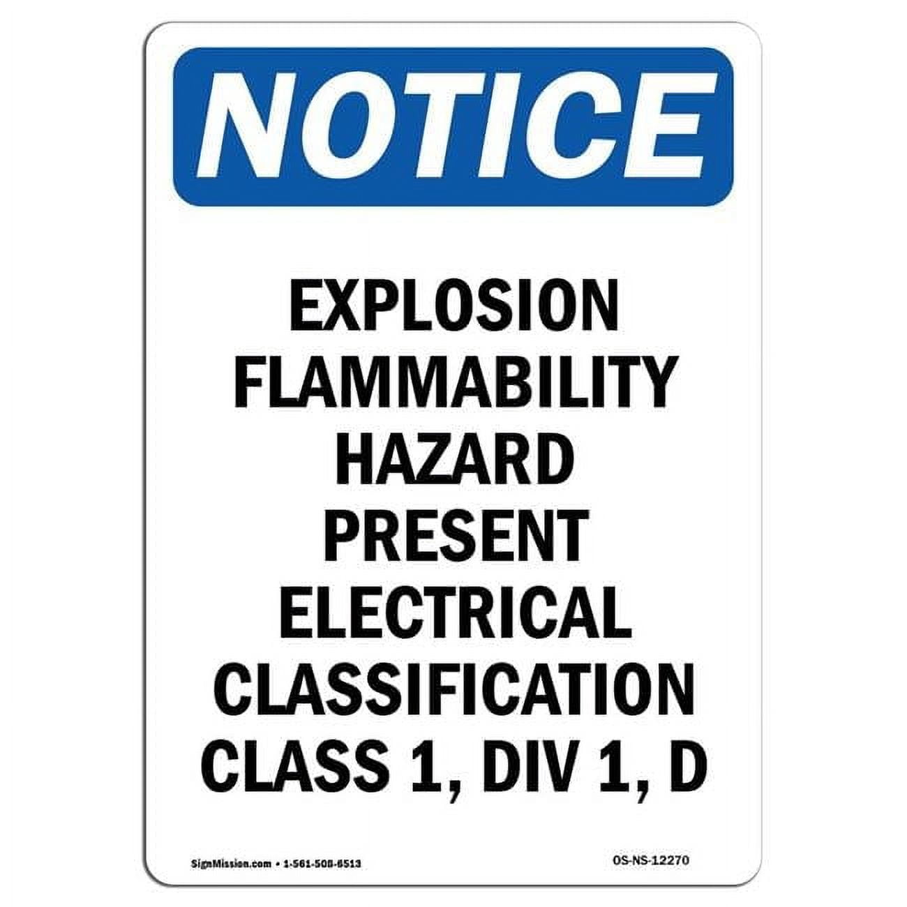 10 x 14 in. OSHA Notice Sign - Explosion Flammability Hazard - Walmart.com