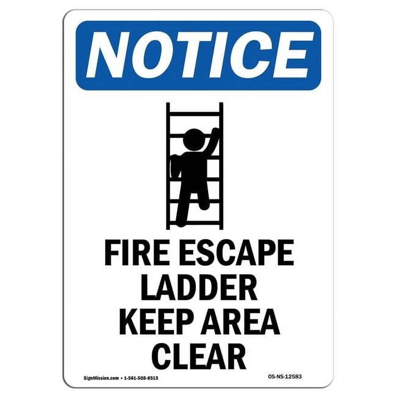 10 x 14 in. OSHA Notice Sign - Fire Escape Ladder - Walmart.com