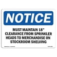 thumbnail image 1 of 10 x 14 in. OSHA Notice Sign - Must Maintain 18 Clearance From Sprinkler, 1 of 1