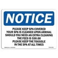 thumbnail image 1 of 10 x 14 in. OSHA Notice Sign - Please Keep Spa Covered Your Spa is Cleaned, 1 of 1
