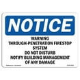 thumbnail image 1 of 10 x 14 in. OSHA Notice Sign - Warning Through-Penetration Firestop System, 1 of 1