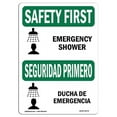 thumbnail image 1 of 10 x 14 in. OSHA Safety First Sign - Emergency Shower Bilingual, 1 of 1