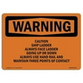 thumbnail image 1 of 10 x 14 in. OSHA Warning Sign - Caution Ship Ladder Always Face Ladder Going, 1 of 1