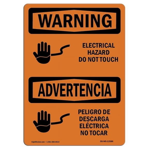 10 x 14 in. OSHA Warning Sign - Electrical Hazard Do Not Touch Bilingual