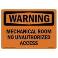 thumbnail image 1 of 10 x 14 in. OSHA Warning Sign - Mechanical Room No Unauthorized Access, 1 of 1