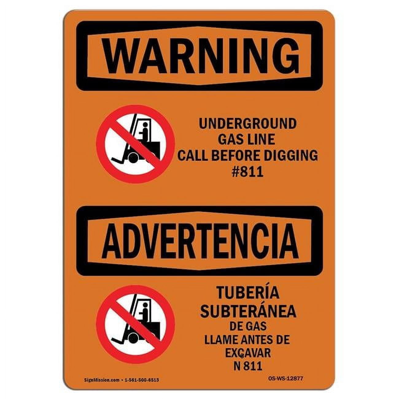 Poef Call Sign 10 x 14 in. OSHA Warning Sign - Underground Gas Line Call Custom ...