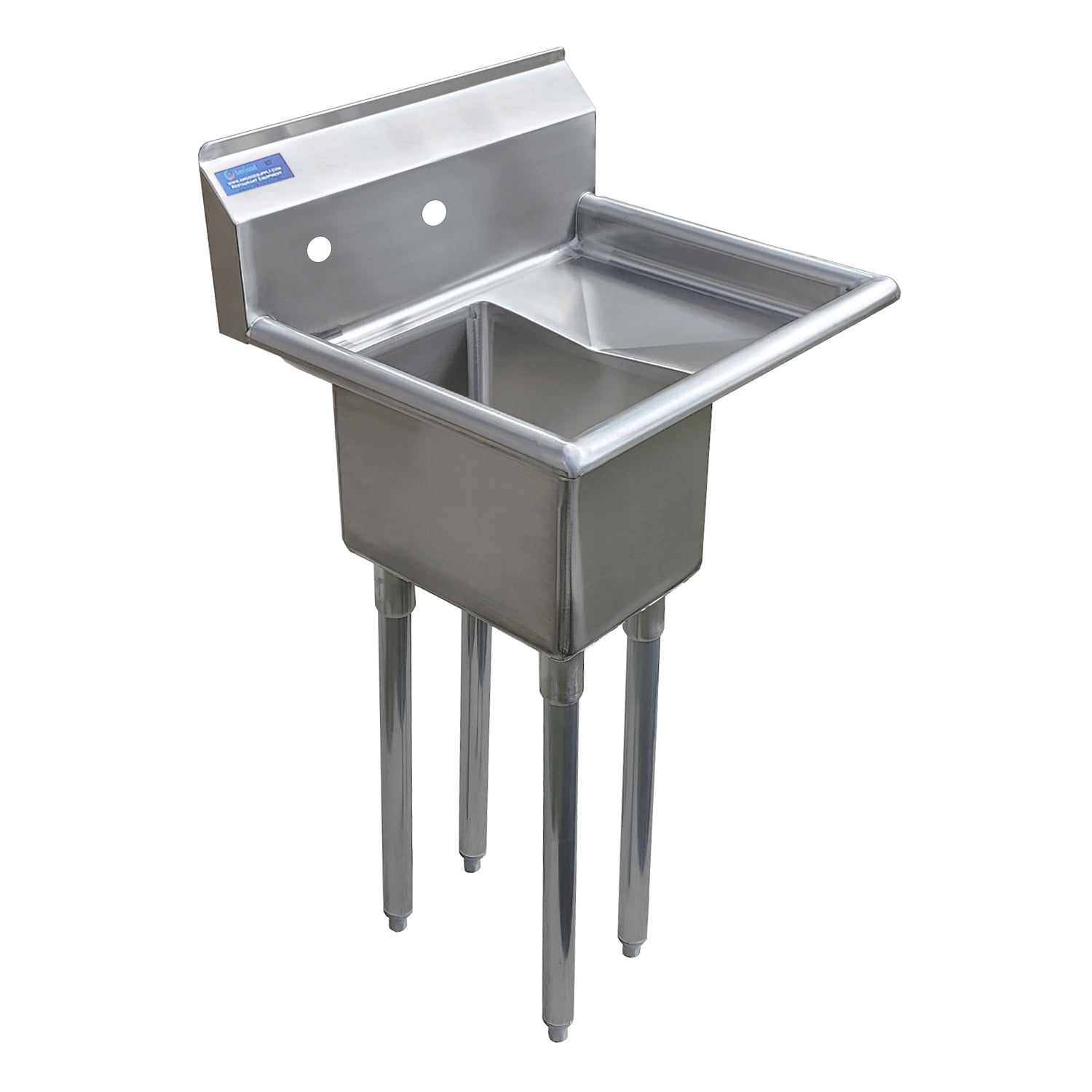 10″ x 14″ x 10″ with 10″ Right Drainboard One Compartment Stainless Steel Commercial Kitchen Prep & Utility Sink | NSF