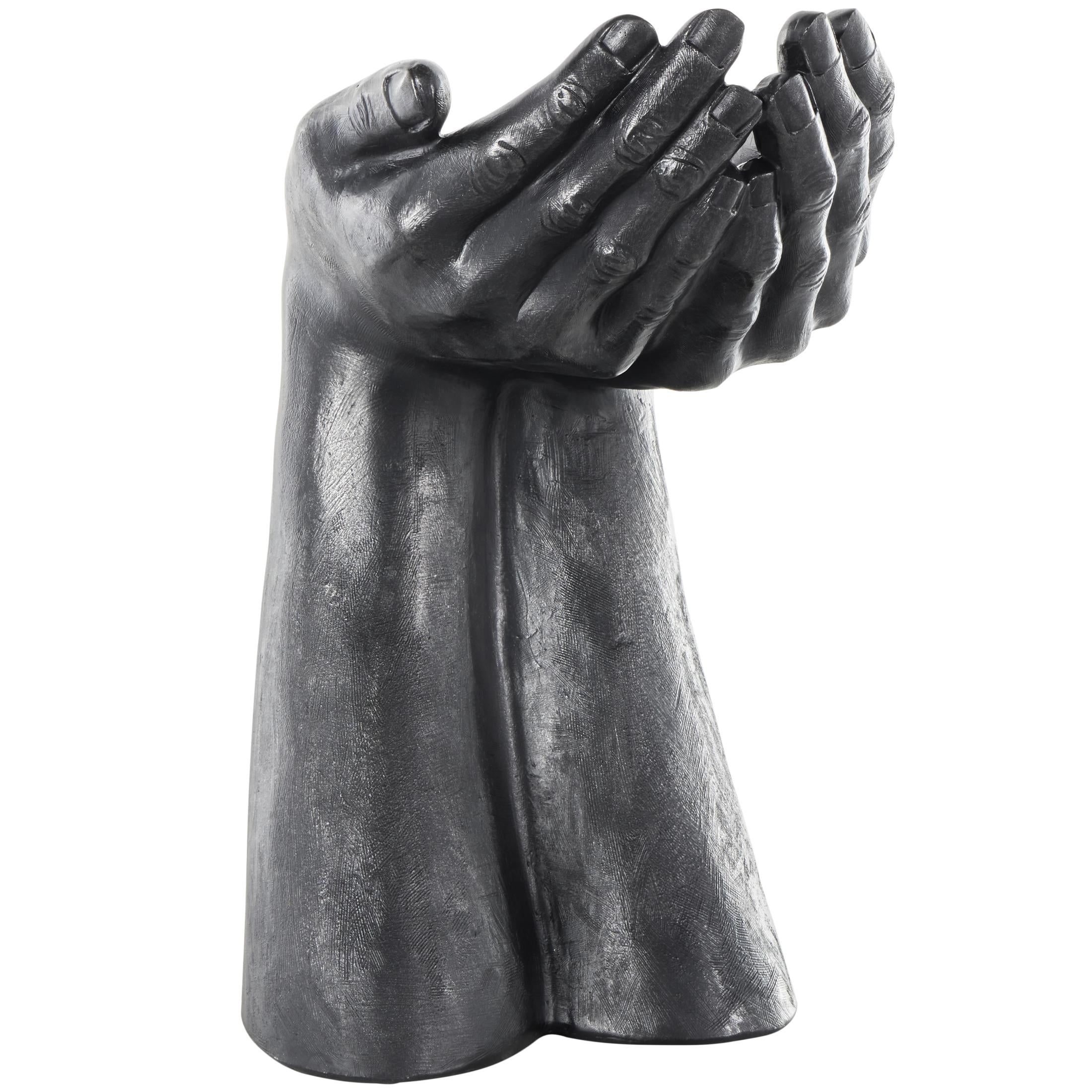 10" x 15" Black Polystone Open Hands Sculpture, by DecMode