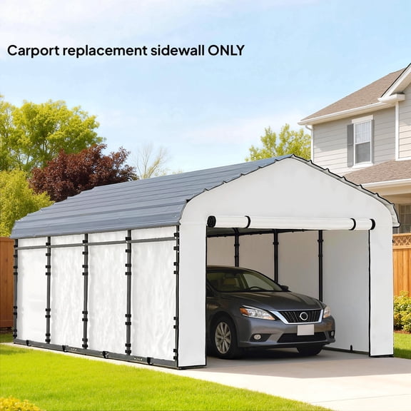 10' x 15' Carport Replacement Sidewall Panel Set – UPF50+ Waterproof Side Wall Cover for Carports, White