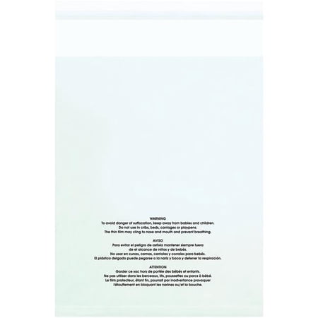 10 x 15 in. - 1.5 Mil Resealable Suffocation Warning Poly Bags with Vent Holes - Clear - Pack of 100