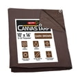 thumbnail image 1 of 10' x 16' Dark Brown Canvas Tarp 12oz - Water Resistant & Breathable - Heavy Duty Tarps - Multipurpose Tarpaulin Cover for Camping Tent, 1 of 11