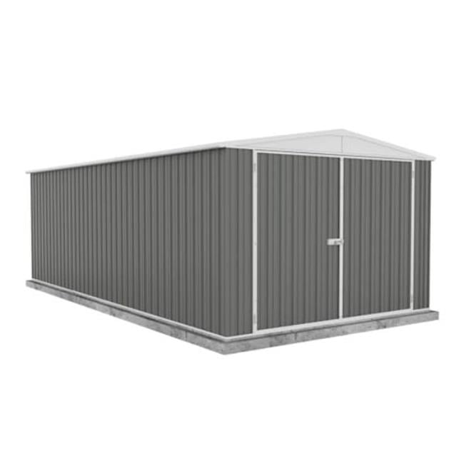 Large Gray Metal Double Door Storage Shed 10' x 20'