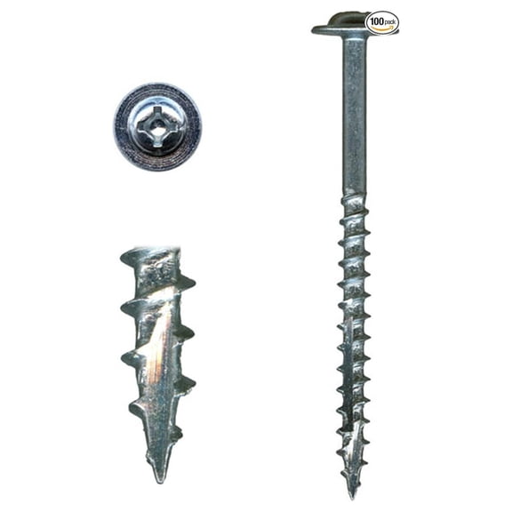 10 x 2-1/2 Cabinet Installation Screws, Washer Head, Zinc, 100 pc