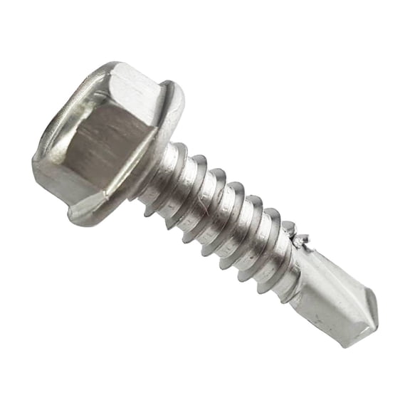 #10 x 2-1/2" Hex Washer Head Self Drilling Sheet Metal Tek Screws Qty 50, 410 Stainless Steel, Self Driller Number 10 Size x 2-1/2" Length By Fastenere