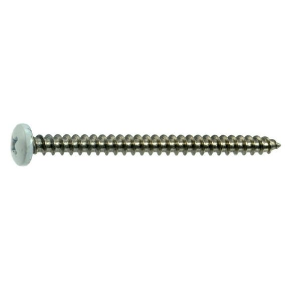 #10 x 2-1/2" White Painted 18-8 Stainless Steel Phillips Pan Head Sheet Metal Screws SMSPSS-675