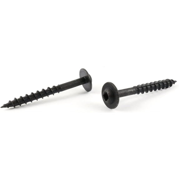#10 x 2" Deep Thread Wood Screws / Square / Round Washer Head / Steel / Black Oxide - 2000 Piece Carton