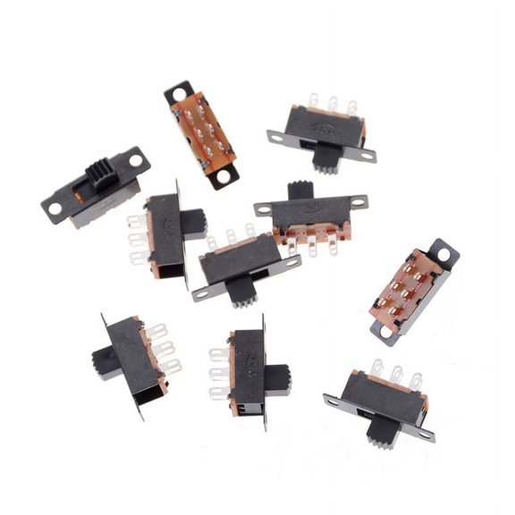 10 x 2 Position DPDT 2P2T Panel Mount Vertical Slide Switch 6 Pin 0.5A 50V WA