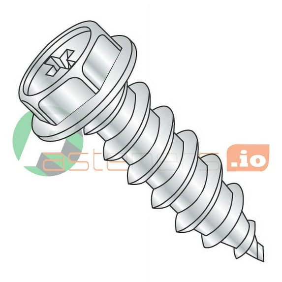 #10 x 2" Type A Self-Tapping Screws / Phillips / Hex Washer Head / Steel / Zinc (Quantity: 1,500 pcs)