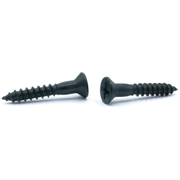 #10 x 2" Wood Screws / Phillips / Flat Head / Steel / Black Oxide - 1000 Piece Carton