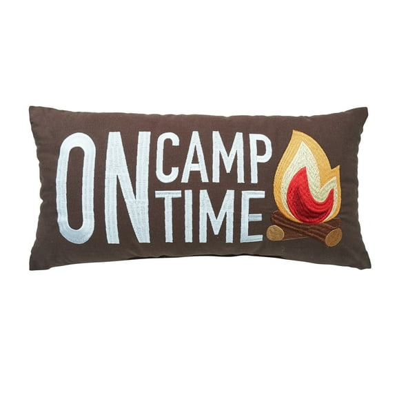 Campfire "On Camp Time" Embroidered Long Accent Pillow 10" x 20"