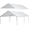 thumbnail image 1 of 10 x 20 Ft Carport Replacement Canopy Cover Garage Top Tent Shelter Tarp with Free 48 Ball Bungee Cords,White(Only Cover, Frame Not Include), 1 of 8