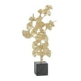 thumbnail image 1 of 10" x 20" Gold Polystone Handmade Floral Sculpture with Black Block Base, by DecMode, 1 of 12
