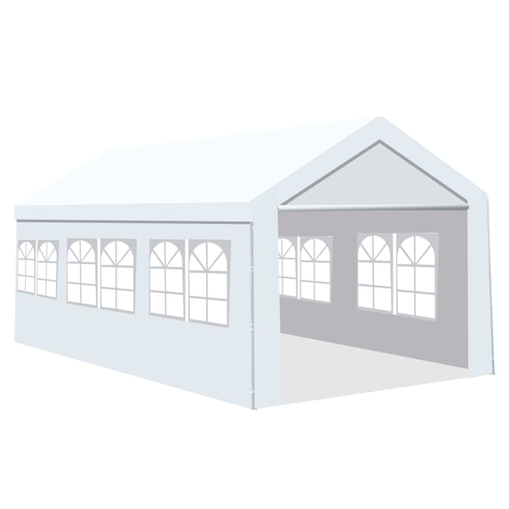 10' x 20' Heavy Duty Carport Car Canopy with Window and Removable Sidewalls Doors, Waterproof Anti-UV Shelter Shed