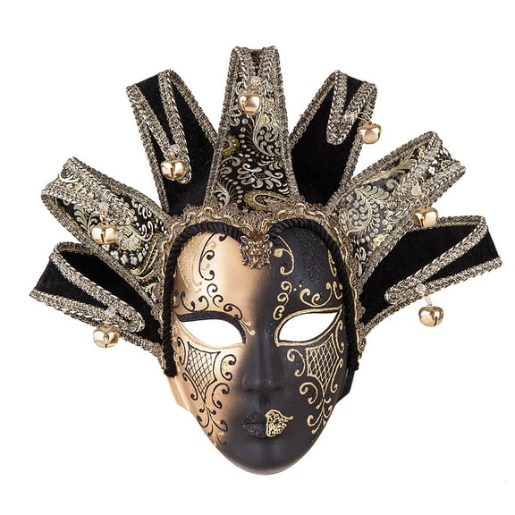 10" x 20" Luxurious Gold & Black Carnival Jester Halloween Mardi Gras Decorative Party Mask