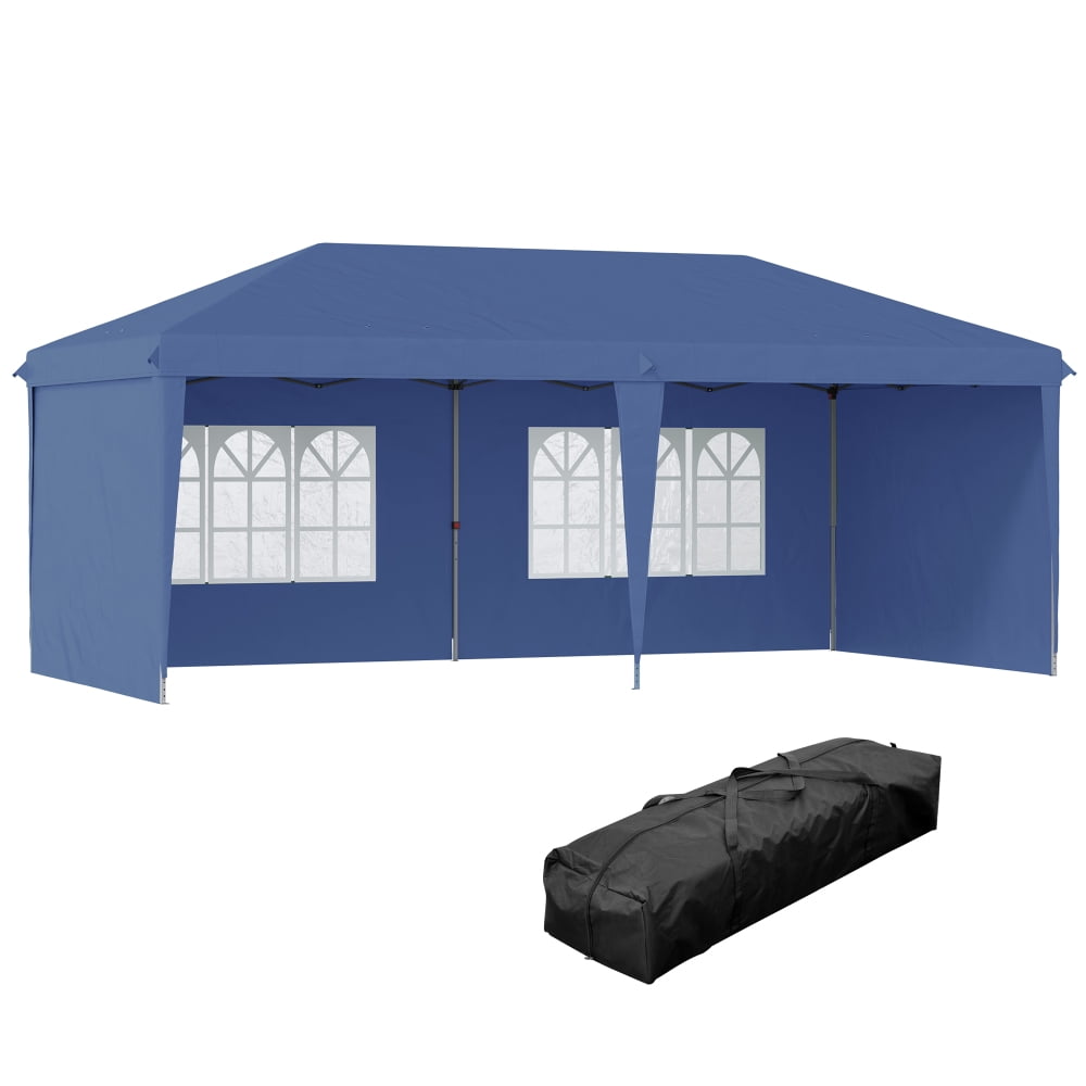 10' x 20' Pop Up Canopy Tent: Heavy-Duty Instant Gazebo with 4 Sidewalls. Ideal for Outdoor Parties, Garden Events, and Patios. Includes Carry Bag for Easy Transport (Blue).
