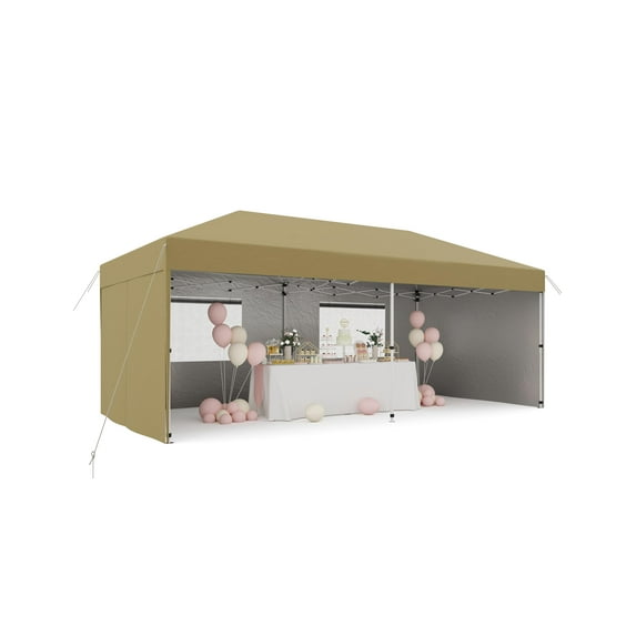 10' x 20' Pop Up Canopy Tent with 4 Sidewalls,Heavy Duty Tents with Roller Bag, 6 Sandbags for Outdoor,Garden,One-Button Instant Setup