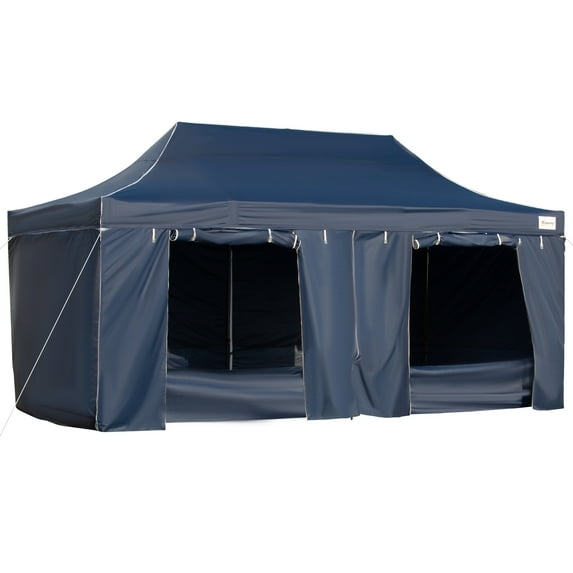 10' x 20' Pop Up Canopy Tent with Sidewalls & Doors, Instant Tents for Parties with Wheeled Carry Bag, Height Adjustable, for Outdoor, Garden,