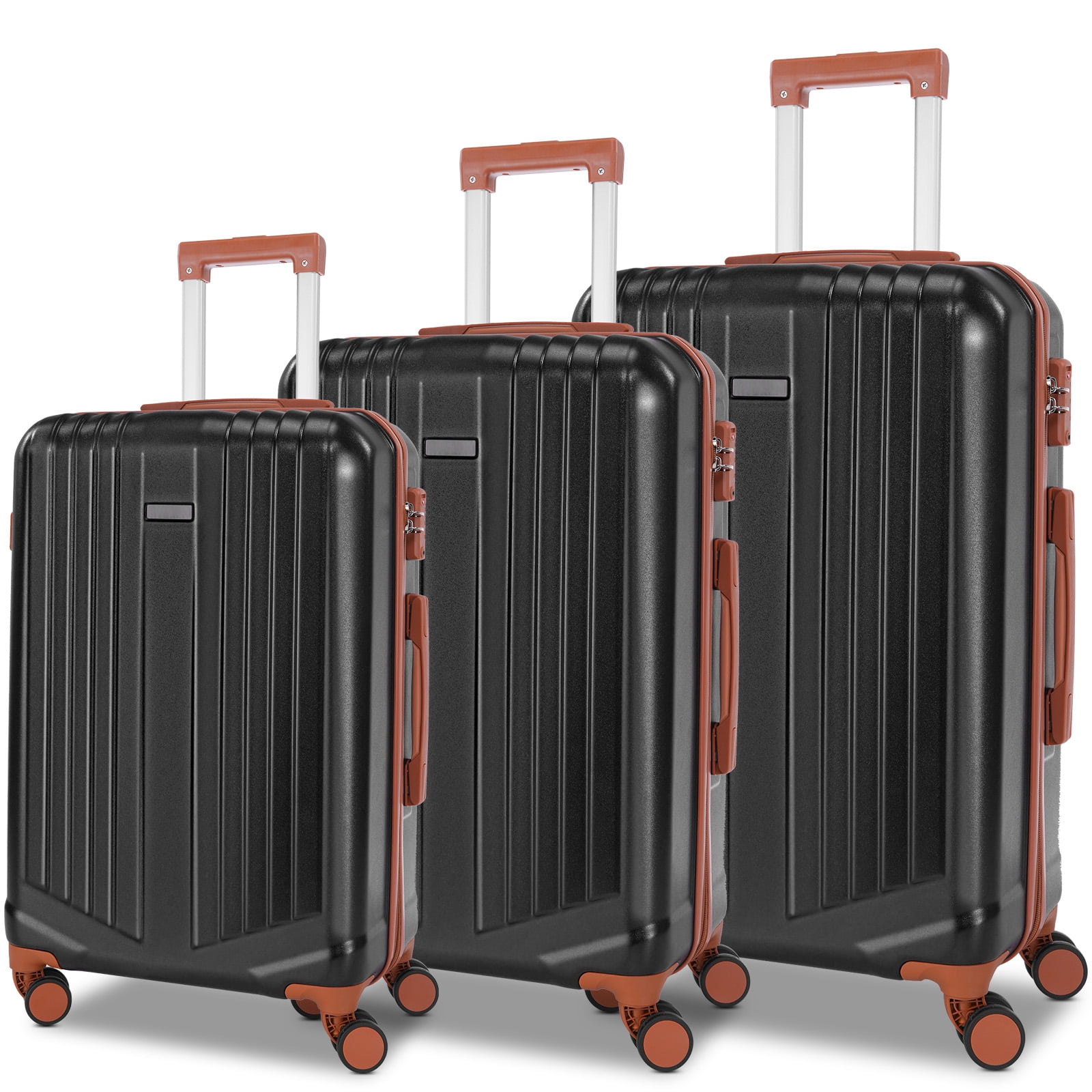 SANOPY 3-Piece Luggage Set Hardshell-(20"+24"+28"), ABS+PC-Lightweight Hardshell Travel Carry on Luggage Set with TSA Locks & Smooth Silent Wheels, Black