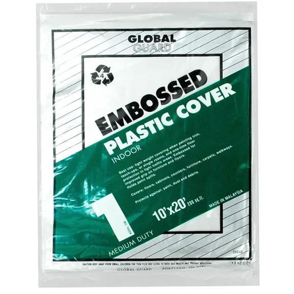 10' x 20' Premier Paint Roller 26060 Global Guard Embossed Plastic Dropcloth 1-Mil