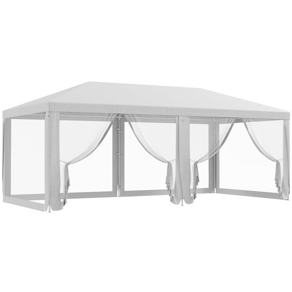 10' x 20' White Party Tent, Outdoor Wedding Canopy & Gazebo with Removable Sidewalls, Shade Shelter for Events & BBQs