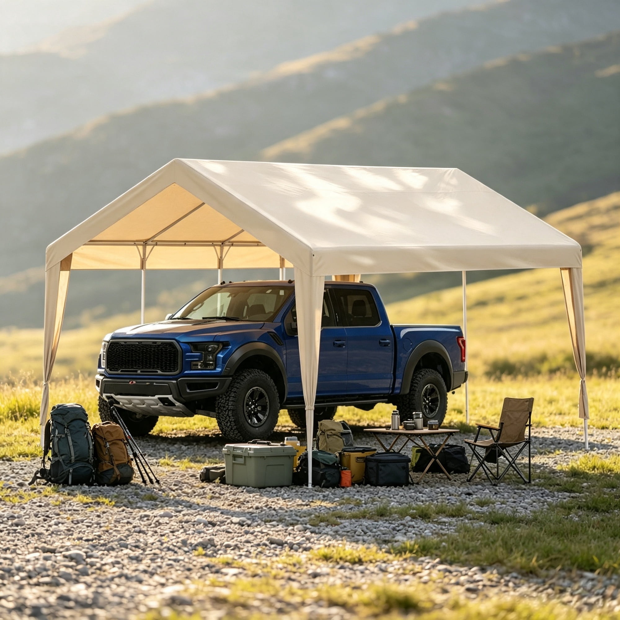10 x 20 ft Carport Replacement Canopy Cover, Heavy-Duty Waterproof Garage Top Tarp with Ball Bungees (Only Top Cover, Frame Not Include)