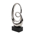 thumbnail image 1 of 10" x 21" Silver Ceramic Swirl Abstract Sculpture with Black Wooden Base, by DecMode, 1 of 14