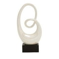 thumbnail image 1 of 10" x 21" White Ceramic Swirl Abstract Sculpture with Black Wooden Base, by DecMode, 1 of 15