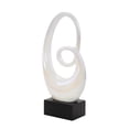 thumbnail image 1 of 10" x 21" White Ceramic Swirl Abstract Sculpture with Black Wooden Base, by DecMode, 1 of 14