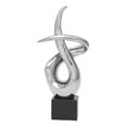 thumbnail image 1 of 10" x 22" Silver Ceramic Swirl Abstract Sculpture with Black Base, by DecMode, 1 of 10
