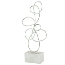 10" x 22" Silver Metal Swirl Abstract Sculpture, by DecMode