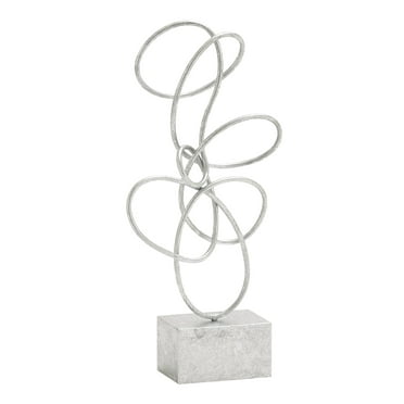 10" x 22" Silver Metal Swirl Abstract Sculpture, by DecMode