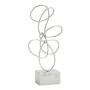 10" x 22" Silver Metal Swirl Abstract Sculpture, by DecMode
