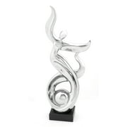 10" x 25" Silver Ceramic Dancing People Sculpture, by DecMode