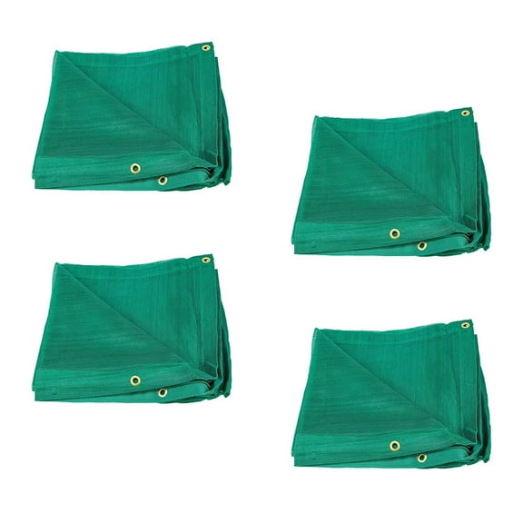 10' x 26' Green Heavy Duty 6 Oz 70% Shade Mesh Tarps with Grommets ROLL-Off | Sturdy Mesh Tarp Shades for Sun Light Blockage, Green House, Garden, Swimming Pool, Balcony Privacy Mesh (4 Pack)