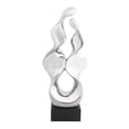 thumbnail image 1 of 10" x 27" Silver Ceramic Wave Abstract Sculpture with Black Wooden Base, by DecMode, 1 of 19