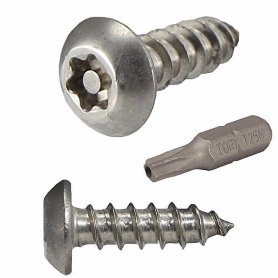 #10 x 3/4" Button Head Torx Security Sheet Metal Screws Stainless Steel Tamper Resistant, Qty 25 Number 10 Size x 3/4" Length by Fastenere