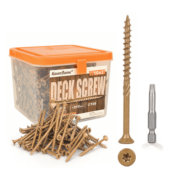 #10 x 3" Deck Screws for DIY Projects: 5 lb Box Brown Epoxy Coating Torx Wood Screws with T25 Star Drive Bit - Rust Resistant Exterior Screws for Outdoor Deck Building Fence