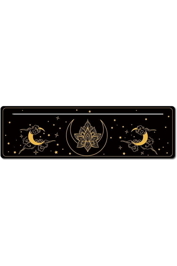 10 x 3 Inch Wooden Tarot Card Stand Black Rectangle Shaped Tarot Card Altar Display Holder for Witch Divination Tools Tarot Decor Wiccan Supplies (Moon Clouds Lotus)