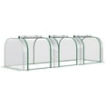 thumbnail image 1 of 10' x 3' Portable Mini Greenhouse, Clear PVC Cover with Steel Frame, 3 Zippered Doors, 1 of 10