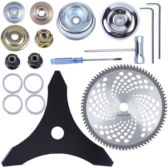 10" x 3 Teeth Carbon Steel Brush Cutter Blades 10" x 80T Weed Trimmer Blade Head Weed Eater Blades with Adapter Kit for Husqvarna, Stihl Brush Cutter, Trimmer, Weed Wacker$$Tools